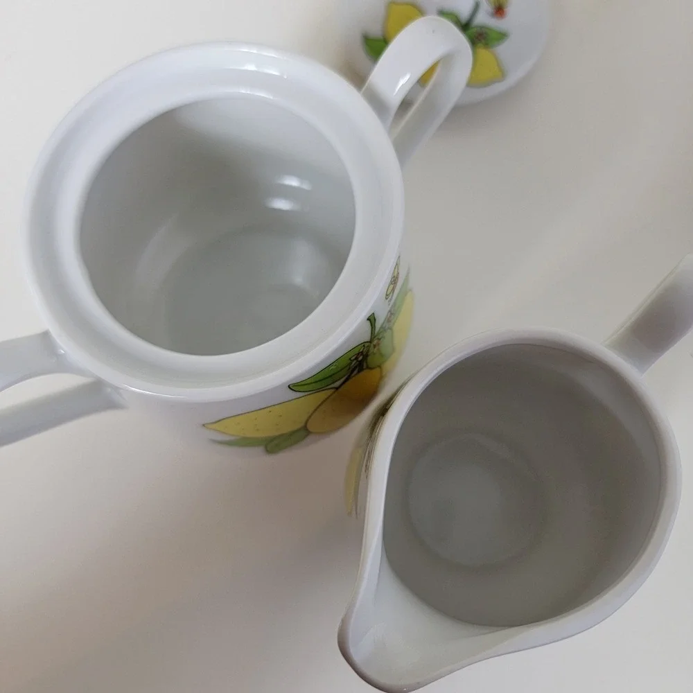 Vintage A Lorrie Design Japan Lemon‎ Bee Cream Sugar Set 2 Cups Tea Lot